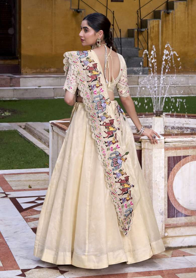 Navy Blue Solid Blended Lehenga Set for Diwali | Wedding & Festive Wear - Indya