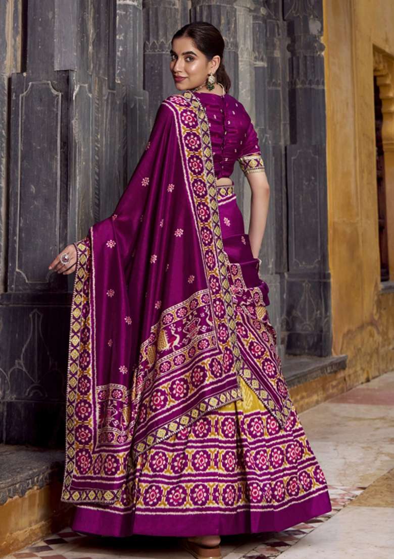 Navy Blue Silk Blend Lehenga Set with Printed for Diwali | Wedding & Festive Wear - Indya