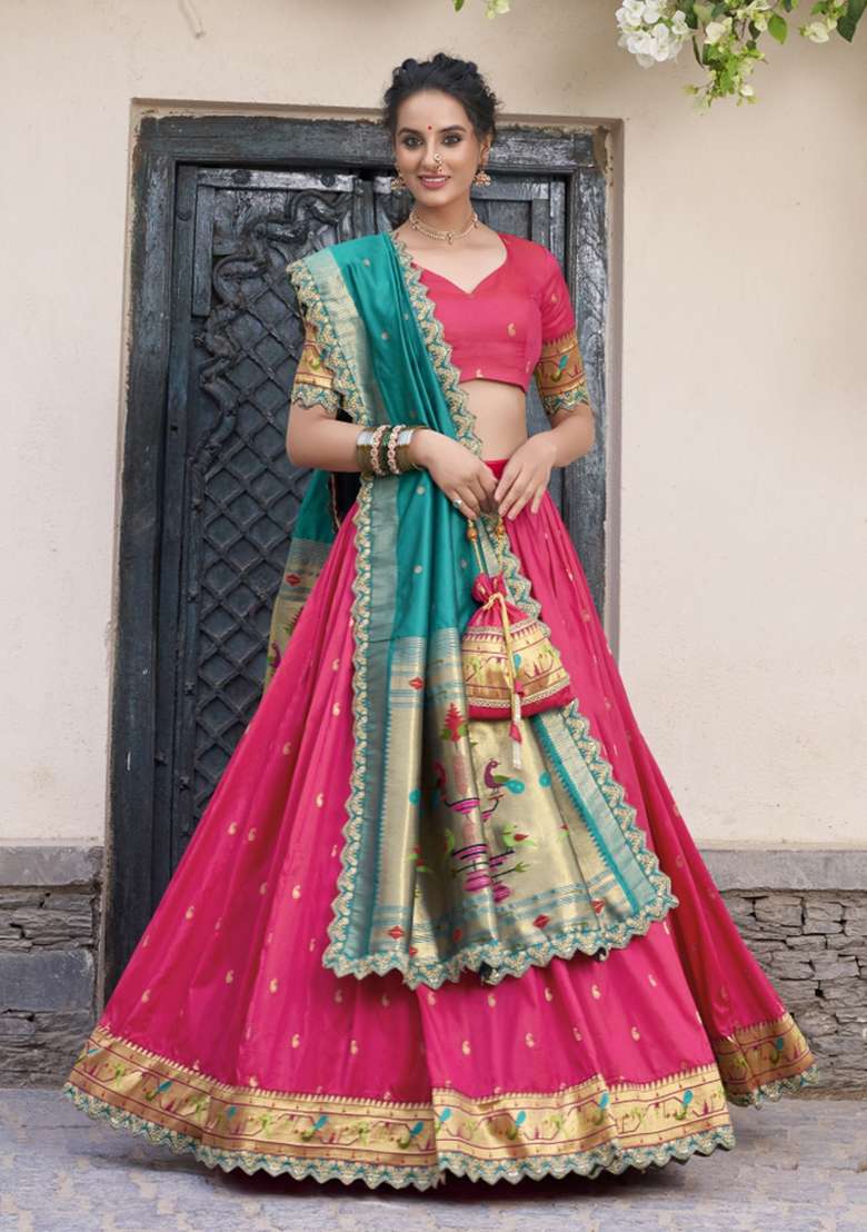 Navy Blue Silk Blend Lehenga Set with Embroidered for Diwali | Wedding & Festive Wear - Indya