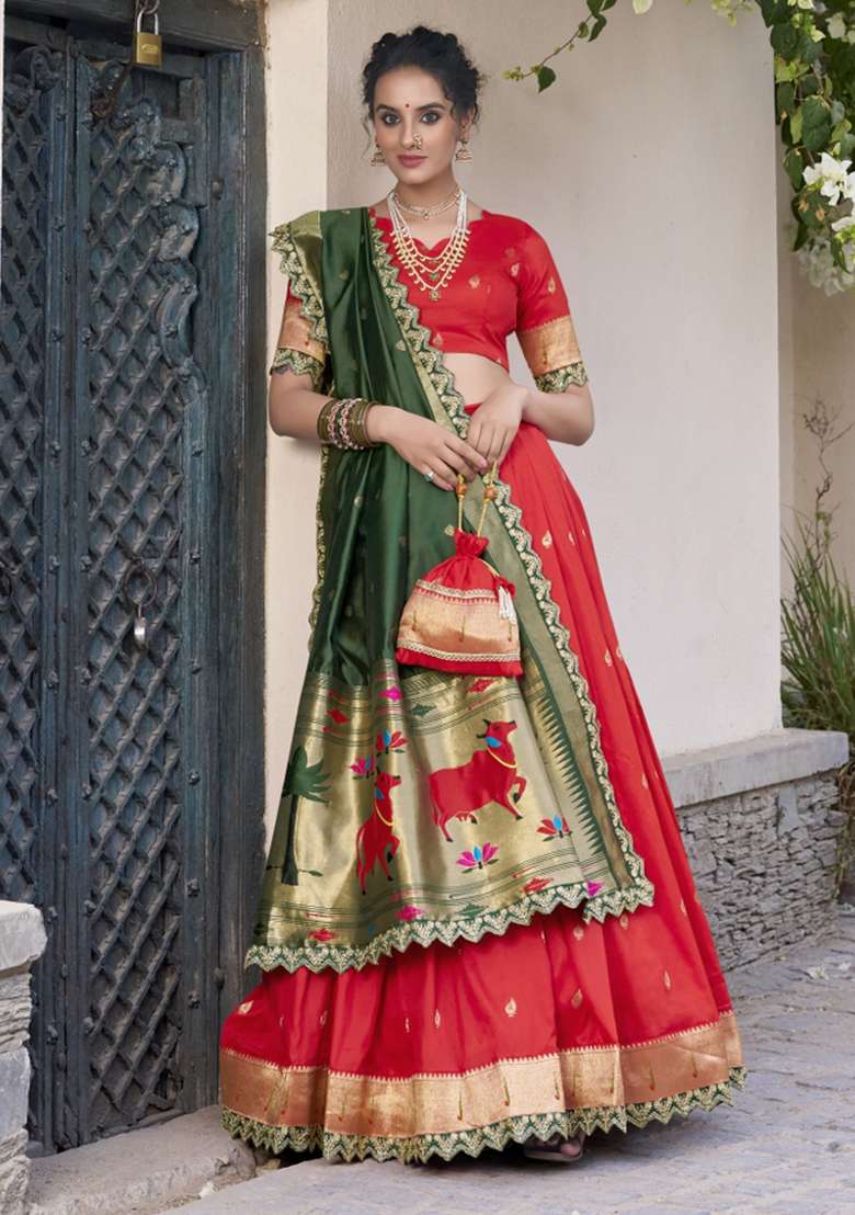 Navy Blue Silk Blend Lehenga Set with Embroidered for Diwali | Wedding & Festive Wear - Indya