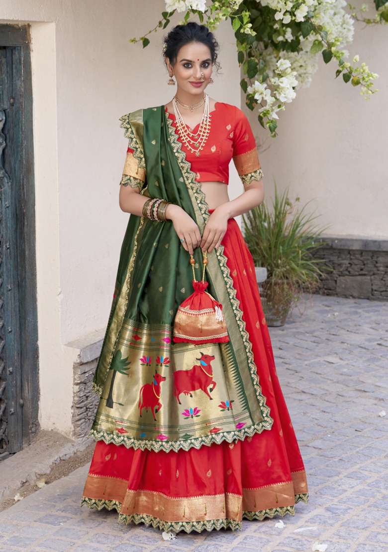Navy Blue Silk Blend Lehenga Set with Embroidered for Diwali | Wedding & Festive Wear - Indya