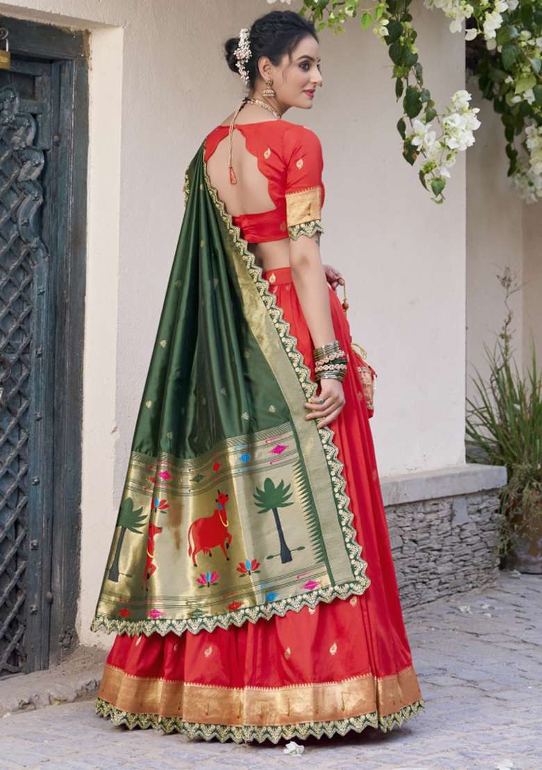 Navy Blue Silk Blend Lehenga Set with Embroidered for Diwali | Wedding & Festive Wear - Indya
