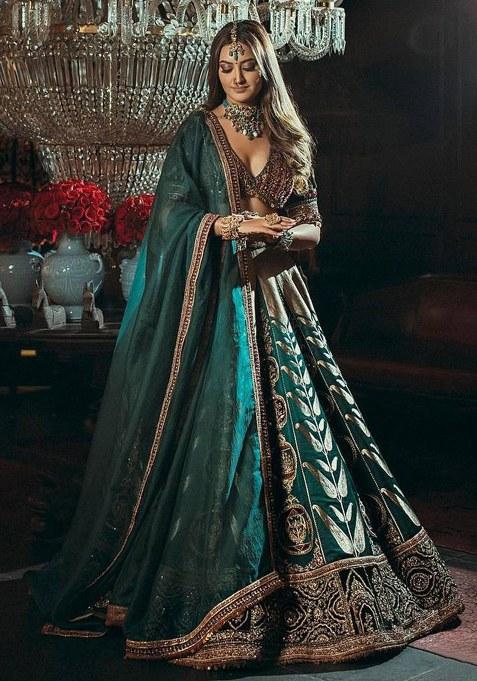 Rama Green Sequin Work Silk Lehenga Set