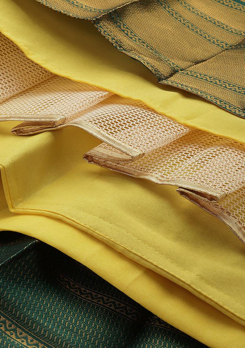 Pista Zari Work Silk Lehenga Set - Indya