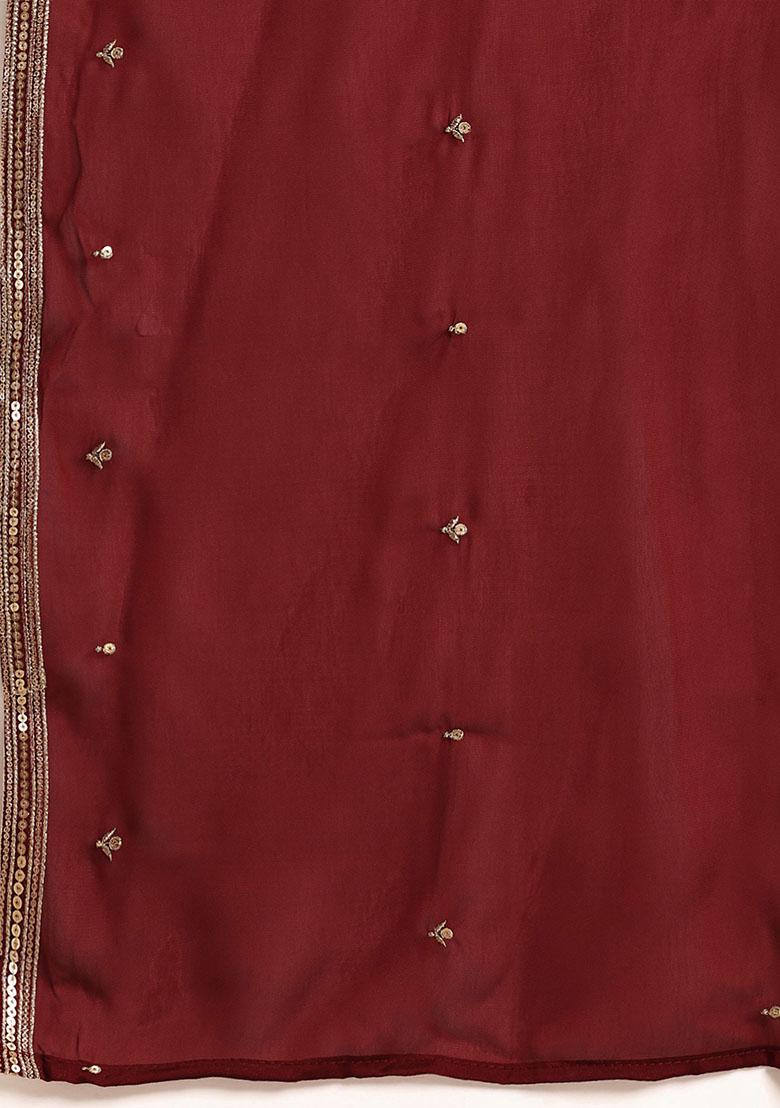 Cream Zari Work Silk Lehenga Set - Indya