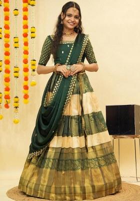 Multi Zari Work Silk Lehenga Set
