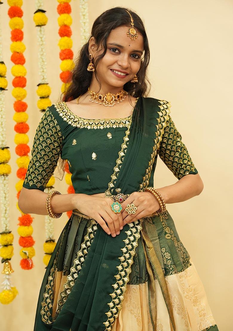 Multi Zari Work Silk Lehenga Set - Indya