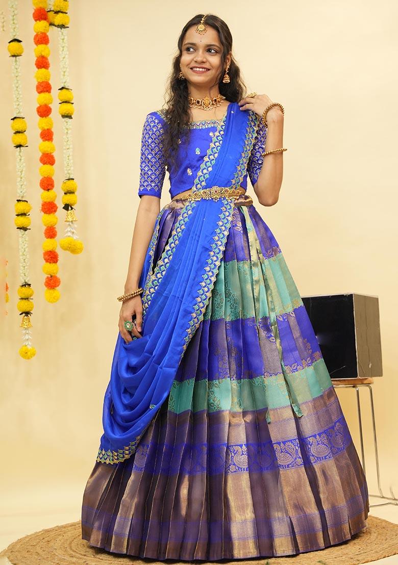 Multi Zari Work Silk Lehenga Set - Indya