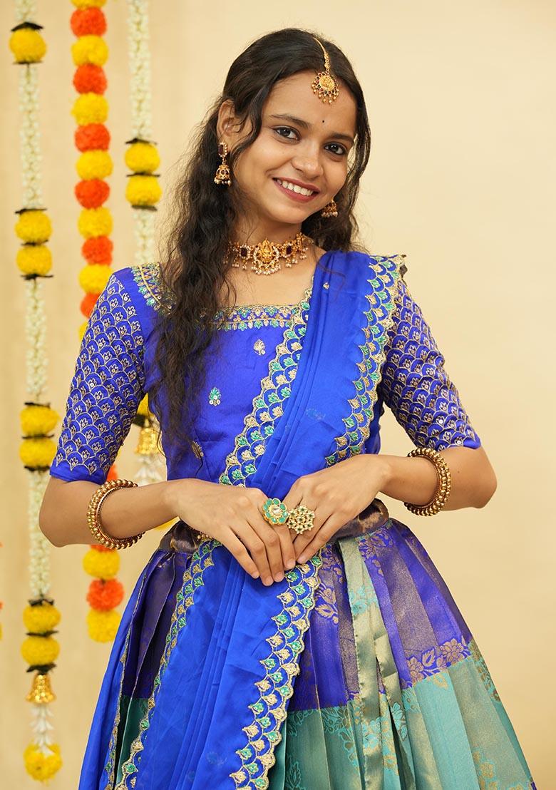 Multi Zari Work Silk Lehenga Set - Indya