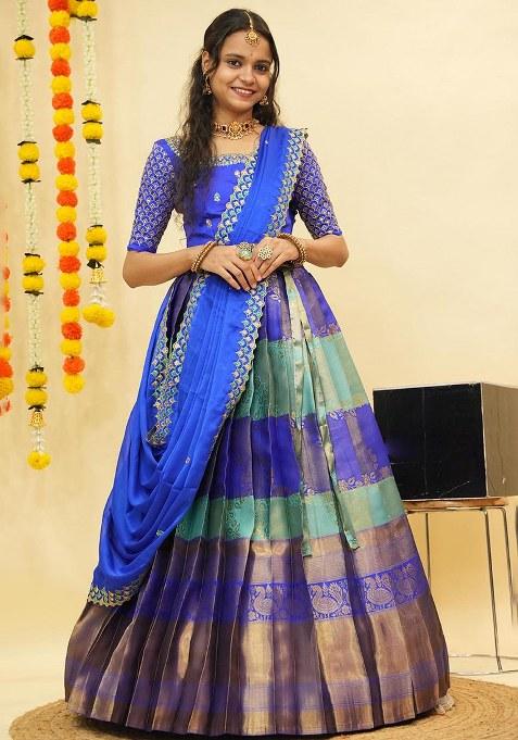 Multi Zari Work Silk Lehenga Set