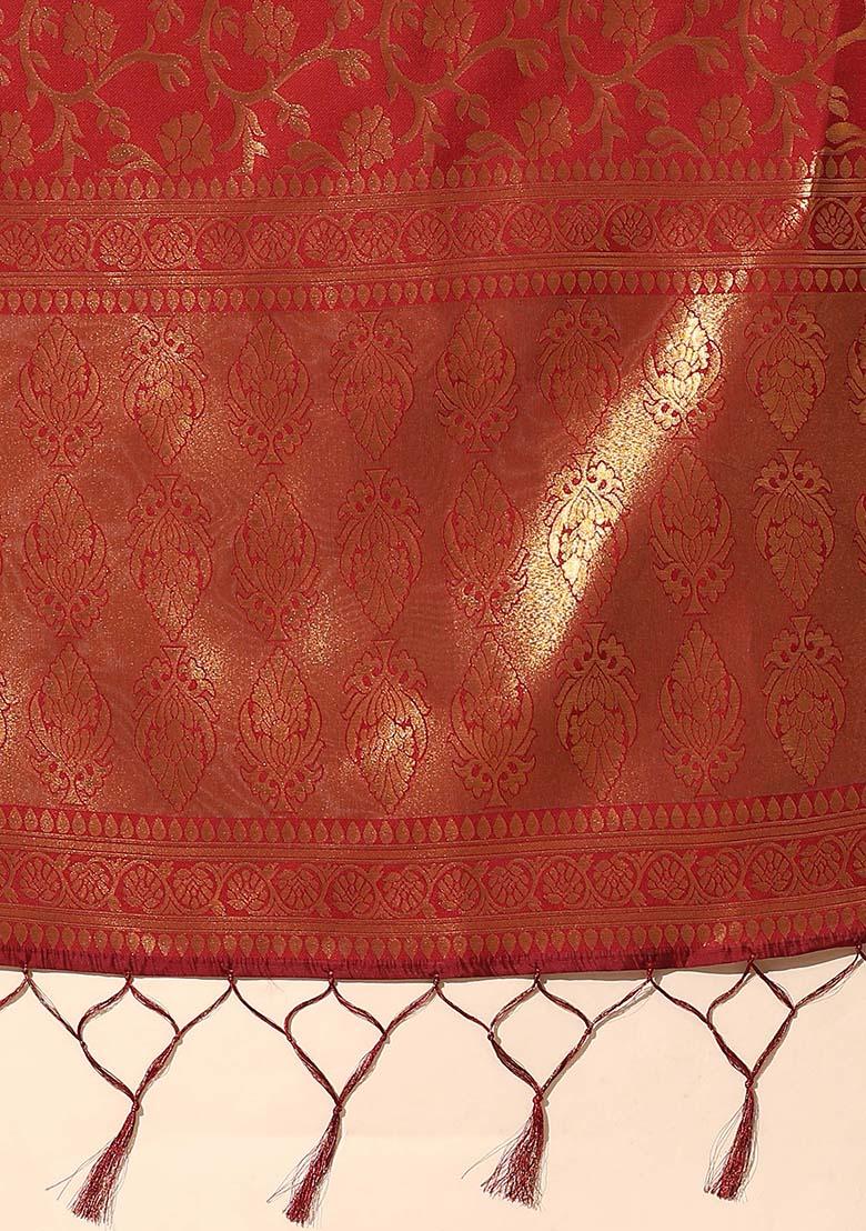 Green Zari Work Silk Lehenga Set - Indya