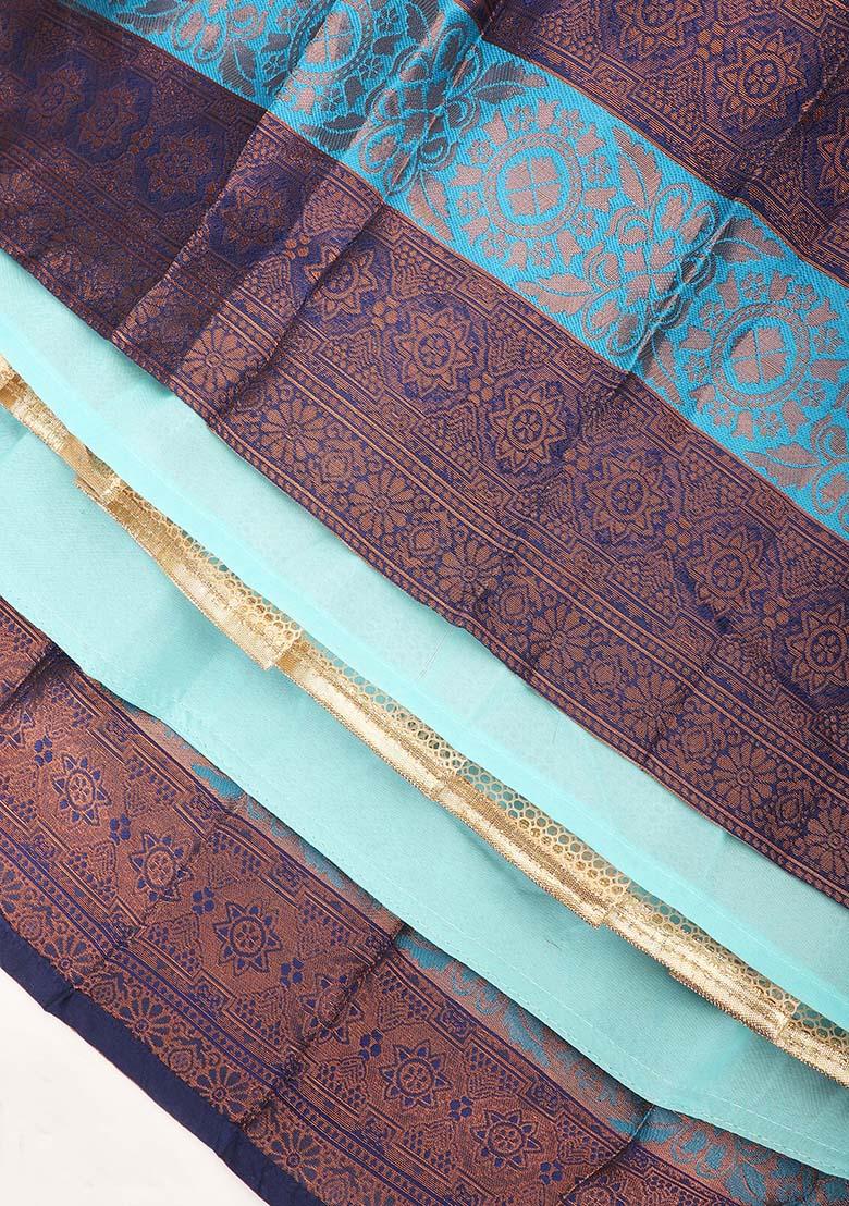 Firozi Zari Work Silk Lehenga Set - Indya