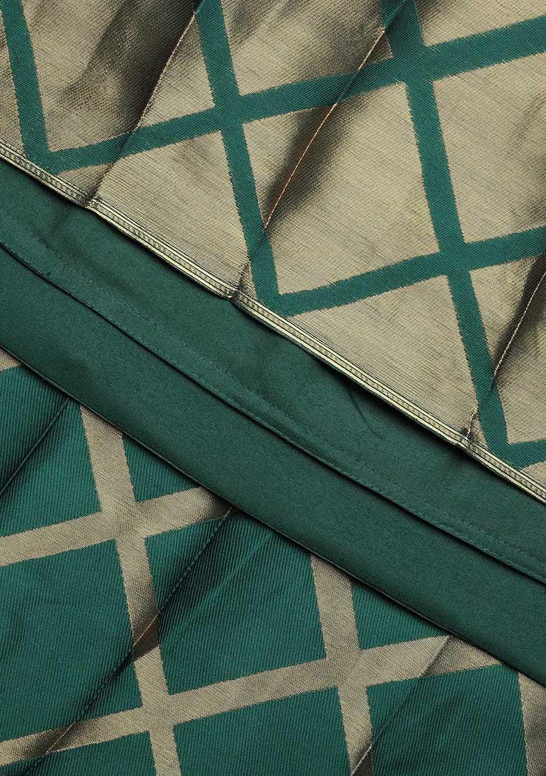 Green Zari Work Silk Lehenga Set - Indya