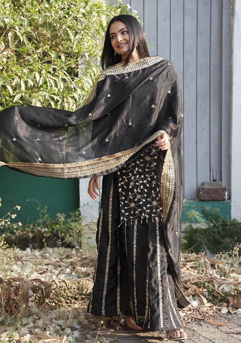 Black Motif Chinon Lehenga Choli - Indya