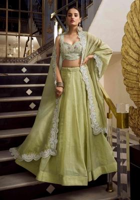 Pista Embroidered Gold Crush Lehenga Set
