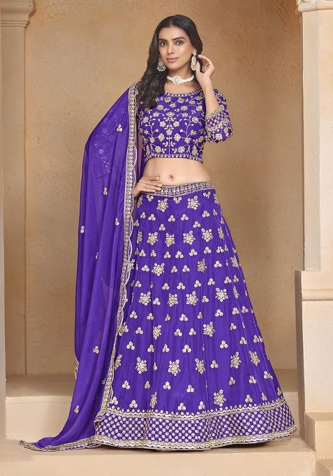 Lavender Embroidered Organza Lehenga Set