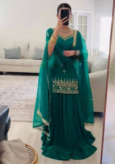 Rama Embroidery Crepe Lehenga Set