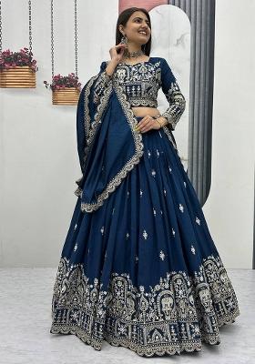 Wine Sequence Work Silk Lehenga Choli