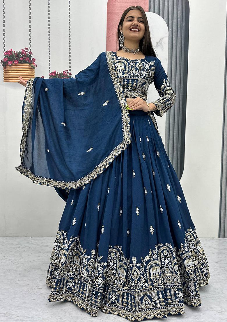 Wine Sequence Work Silk Lehenga Choli - Indya