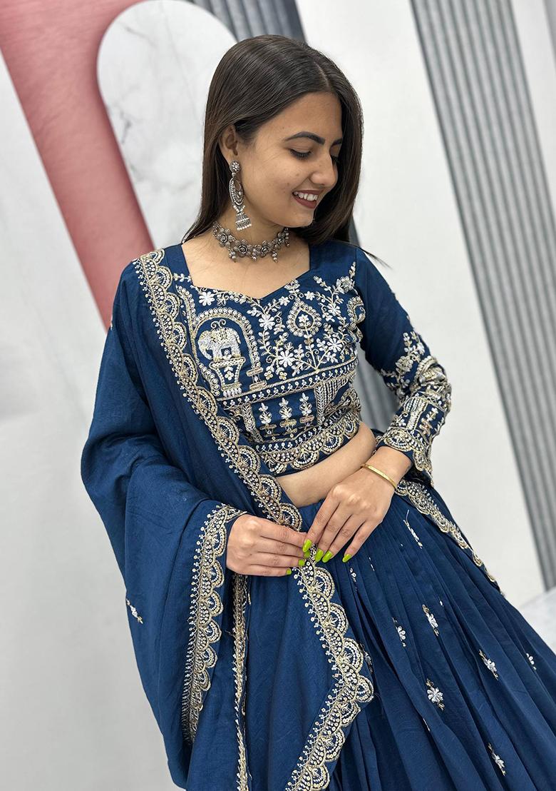 Wine Sequence Work Silk Lehenga Choli - Indya