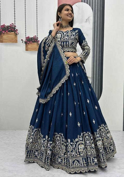 Wine Sequence Work Silk Lehenga Choli