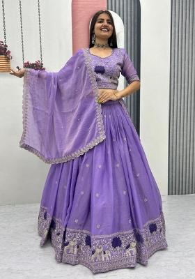 Lavender Embroidery Stitchmoss Shimar Lehenga Choli