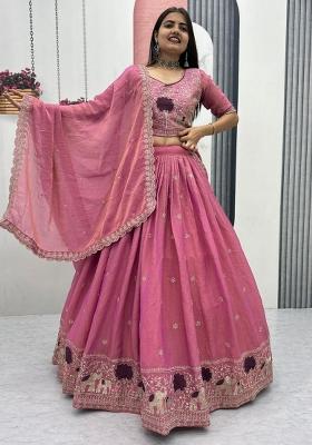 Pink Embroidery Stitchmoss Shimar Lehenga Choli