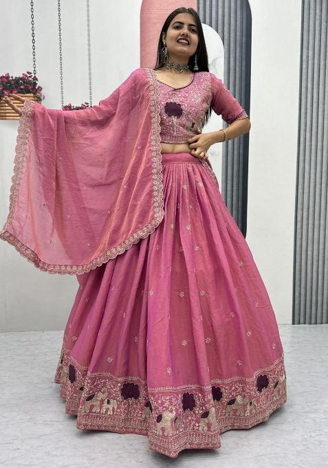 Pink Embroidery Stitchmoss Shimar Lehenga Choli