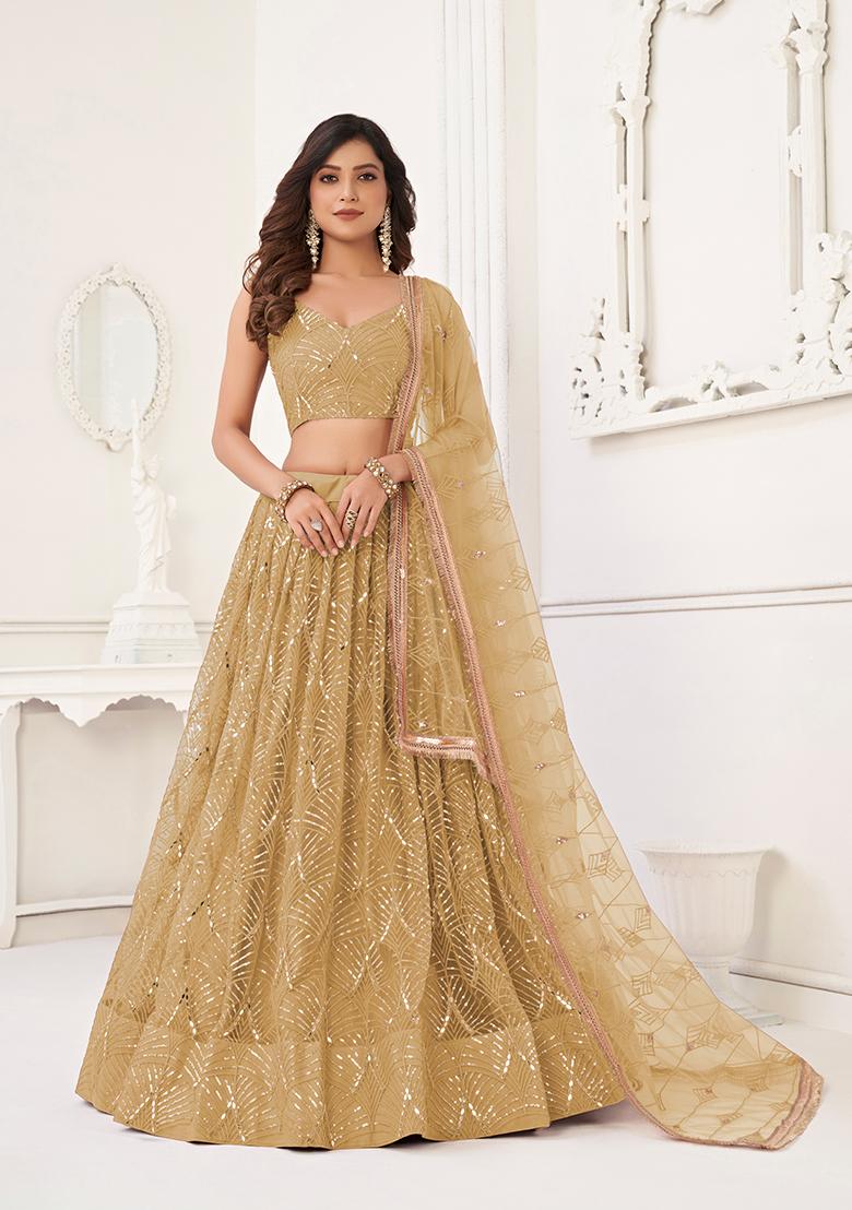 Chiku Embroidery Net Lehenga Set - Indya