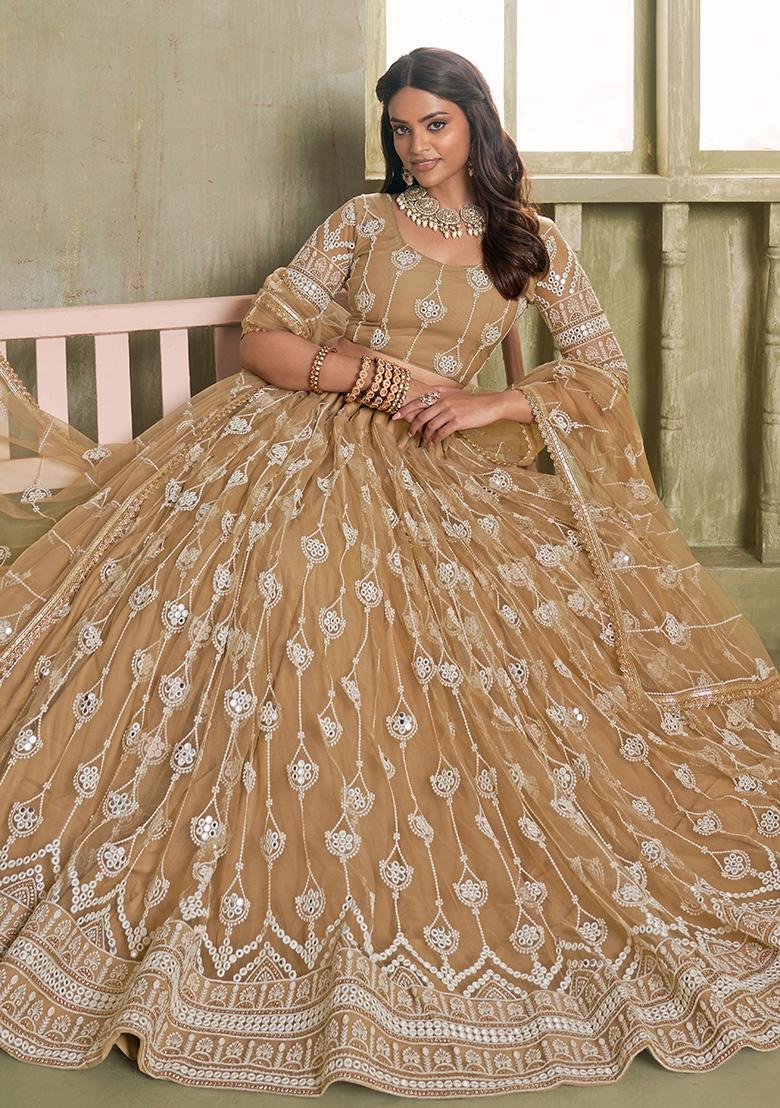 Chiku Embroidery Net Lehenga Set - Indya