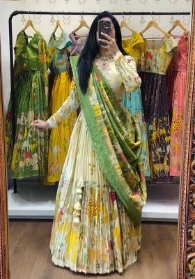 White Embroidery Cotton Lehenga Set