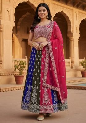 Multicolor Sequins Embroidery Work Georgette Lehenga Set