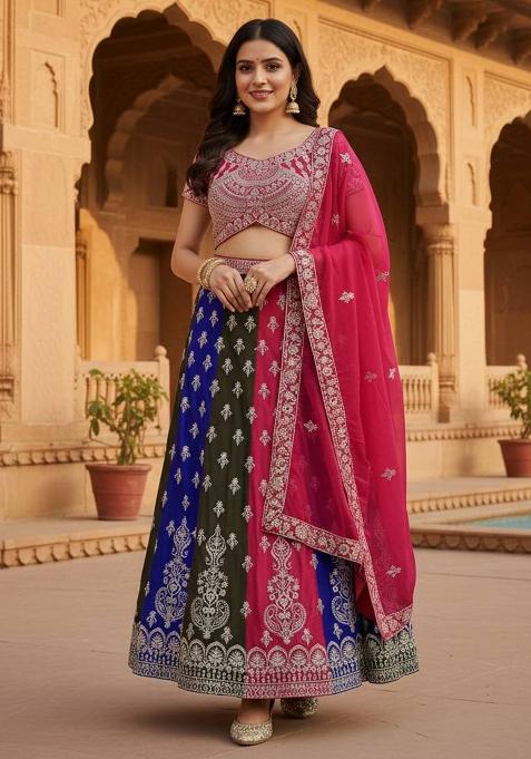 Multicolor Sequins Embroidery Work Georgette Lehenga Set
