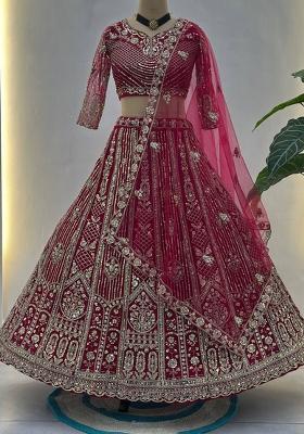 Rani Sequins Embroidery Work Net Lehenga Set