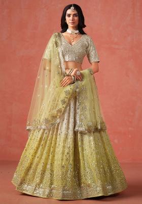 Yellow Embroidery Georgette Lehenga Set