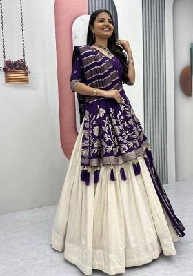 Pink Moti Work Silk Lehenga Set