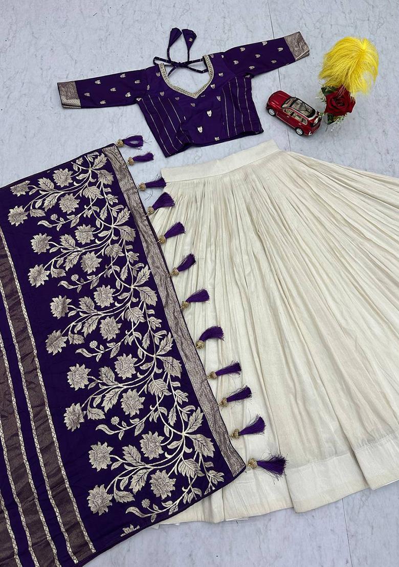 Pink Moti Work Silk Lehenga Set - Indya