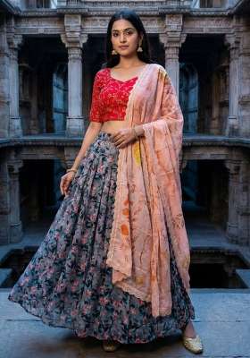 Pink Satin Lehenga Set with Embroidery for Diwali | Wedding & Festive Wear
