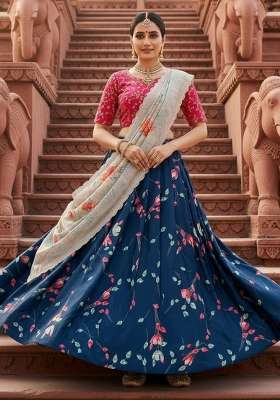 Pink Satin Lehenga Set with Embroidery for Diwali | Wedding & Festive Wear