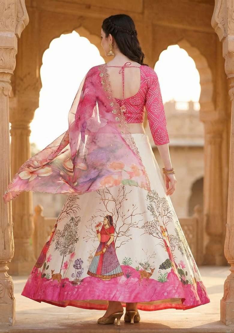 Yellow Satin Lehenga Set with Embroidery for Diwali | Wedding & Festive Wear - Indya