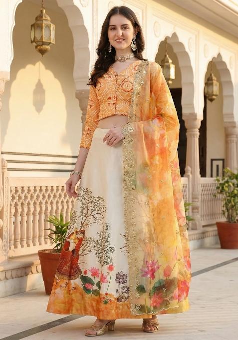 Pink Embroidery Satin Lehenga Set