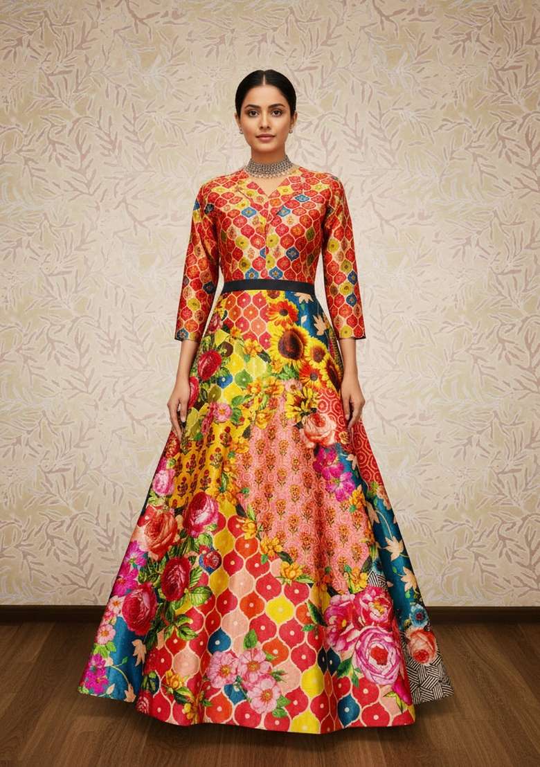 Pink Printed Satin Lehenga Set for Diwali and Festive Wear - Indya