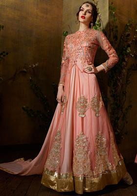 Pink Embroidery Net Lehenga Set