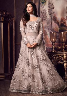 Pink Zari Work Net Lehenga Set