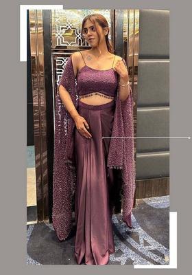 Purple Sequins Georgette Lehenga Set