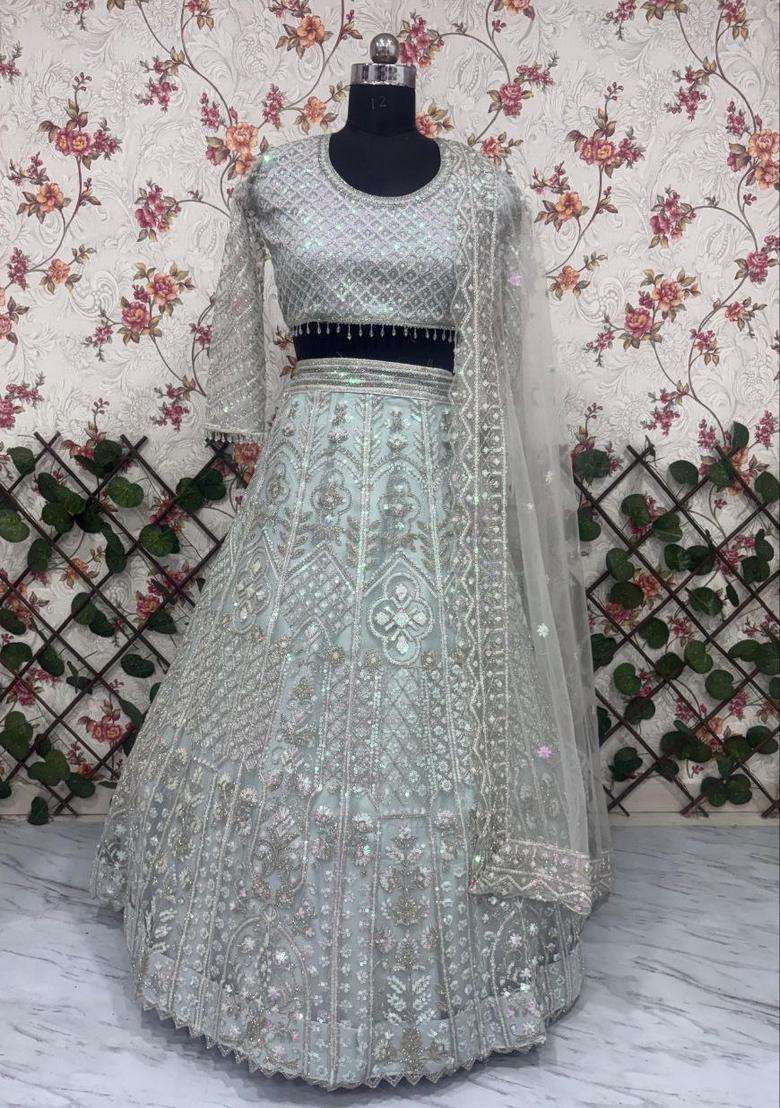 Multicolor Embellished Net Lehenga Set for Diwali | Wedding & Festive Wear - Indya