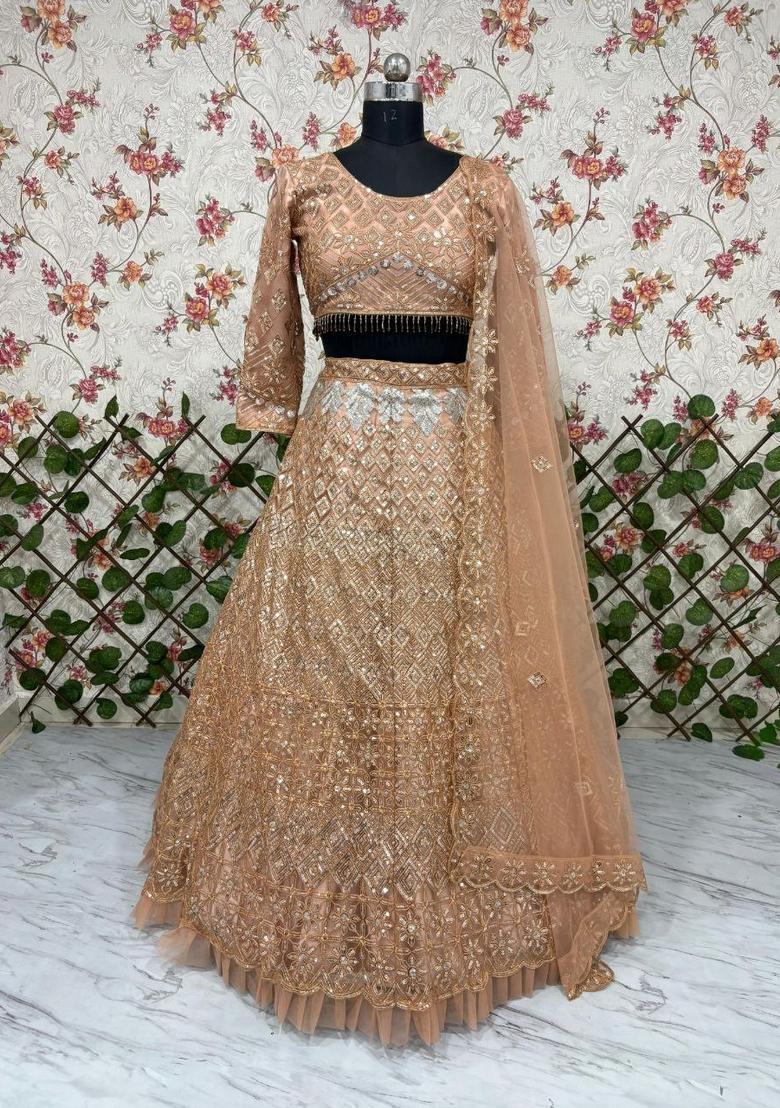 Multicolor Embellished Net Lehenga Set - Indya