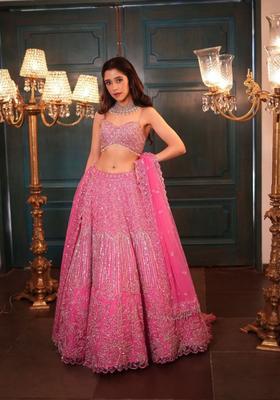 Multicolor Embellished Net Lehenga Set