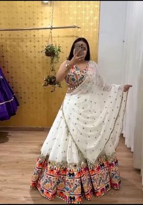 Multicolor Embellished Georgette Lehenga Set