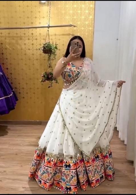 Multicolor Embellished Georgette Lehenga Set